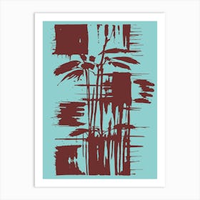 Abstract Pastel Blue And Brown Art Print