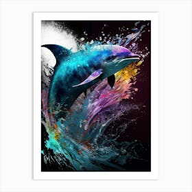 splatter paint dolphin Art Print