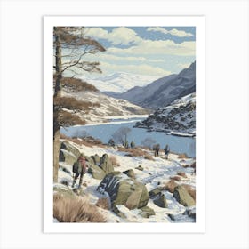 Vintage Winter Illustration Snowdonia National Park United Kingdom 4 Art Print