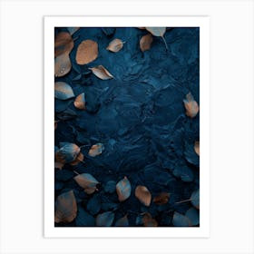 Abstract Leaves On A Blue Background Art Print