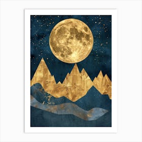 Full Moon In The Mountains Art Print