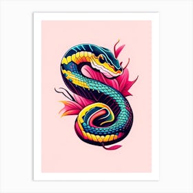 Sidewinder Rattlesnake Tattoo Style Art Print