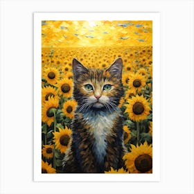 Sunflower Cat 1 Art Print