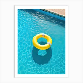 Swimming Pool Yellow Inflatable Donut Art Print