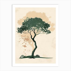 Acacia Tree Minimal Japandi Illustration 2 Art Print