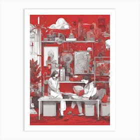 Red cozy Room Art Print