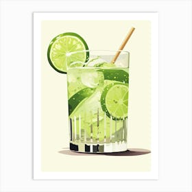 Watercolour Caipirinha Floral Infusion Cocktail 1 Art Print