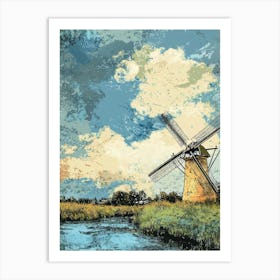 Windmill By The River Poster