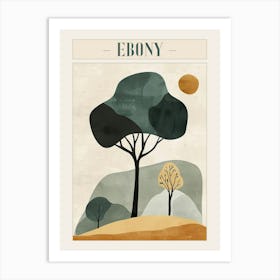 Ebony Tree Minimal Japandi Illustration 4 Poster Art Print