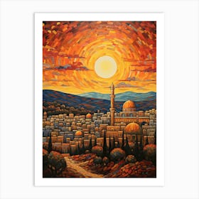 Golden Serenity: The Dome of the Rock at Sunset Art Print