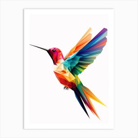 Colourful Geometric Bird Hummingbird 1 Art Print