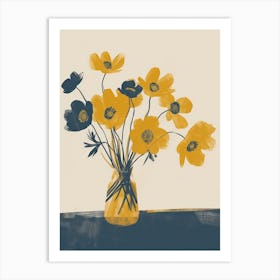 Anemone Flowers On A Table   Contemporary Illustration 1 Art Print