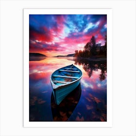 Boat At Sunset Art Print