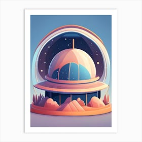 Observatory Dome Kawaii Kids Space Art Print
