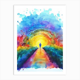 Abstract Mind Spiritual Rainbow Path Journey Watercolor Art Print