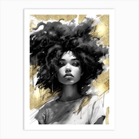 Black Girl with Gold Abstract 16 Art Print