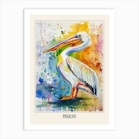 Pelican Colourful Watercolour 3 Poster Art Print