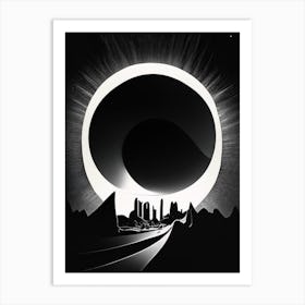 Solar Eclipse Noir Comic Space Art Print