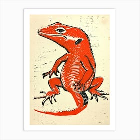 Red Mediterranean House Gecko Bold Block 4 Art Print