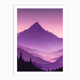 Misty Mountains Vertical Composition In Purple Tone 53 Art Print