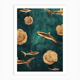 Sharks In The Water Art Print