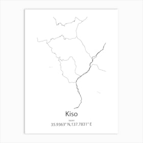 Kiso,Japan Minimalist Map Art Print