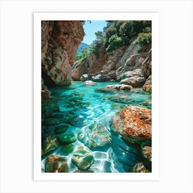 Turquoise Water In A Rocky Canyon Art Print