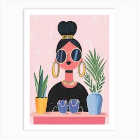 Illustration Of A Woman With Sunglasses Art Print