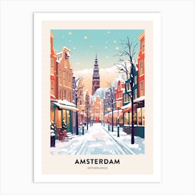 Vintage Winter Travel Poster Amsterdam Netherlands 1 Art Print