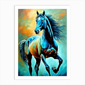 Blue Horse Painting 2 Art Print