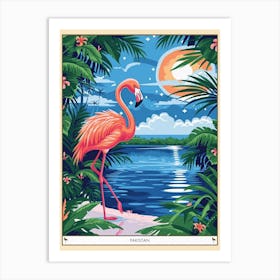 Greater Flamingo Pakistan Tropical Illustration 1 Poster Art Print
