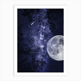 Full Moon In The Sky - Starry Night and Moon #2 Art Print