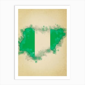 Nigeria Flag Vintage Art Print