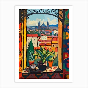Window View Of Prague In The Style Of Fauvist 2 Art Print