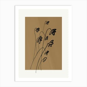 Flowers On A Brown Background Art Print