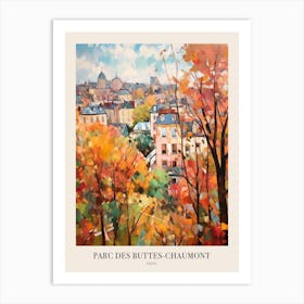 Autumn City Park Painting Parc Des Buttes Chaumont Paris France 3 Poster Art Print