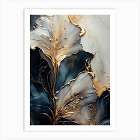 Gold Leaf Marble Abstract Painting Art Print