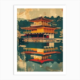 Golden Palace Of Kyoto Mid Century Modern Travel Art Print