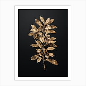 Gold Botanical Firetree Branch Plant on Wrought Iron Black n.0769 Art Print