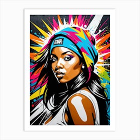 Graffiti Mural Of Beautiful Hip Hop Girl 94 Art Print