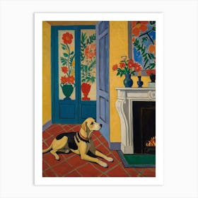 Dog In Front Of Fireplace Style Henri Matisse Art Print