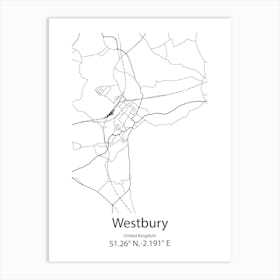 Westbury,United Kingdom Minimalist Map Art Print