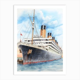 Titanic Onboarding Pencil Illustration 1 Art Print
