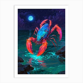 Crab At Night Art Print