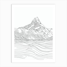 Aoraki Mount Cook New Zealand Line Drawing 3 Art Print