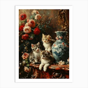 Rococo Inspired Painting Of Kittens 2 Art Print
