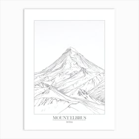 Mount Elbrus Russia Line Drawing 7 Poster Art Print