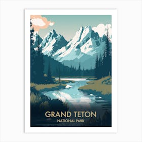 Teton National Park Vintage Travel Poster 3 Art Print