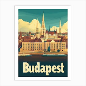 Aihrgdesign A Retro Travel Poster For Budapest Featuring The 3 Art Print