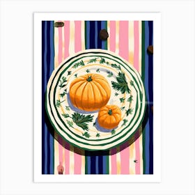 A Plate Of Pumpkins, Autumn Food Illustration Top View 15 Art Print
